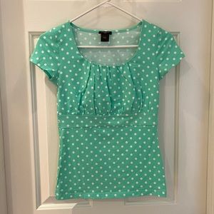 Ann Taylor Mint Green Dot Top Shirt Size XXSP Petite